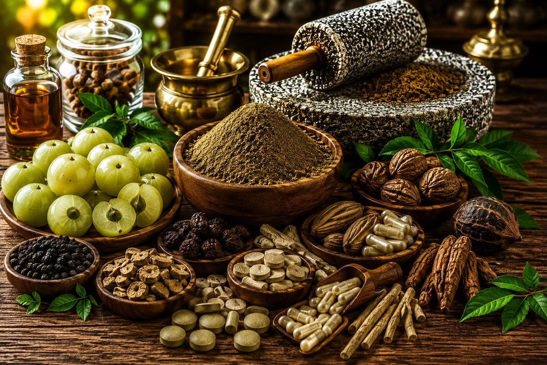 Authentic Ayurvedic herbs and ingredients used by Rudrag Healthcare Remedies